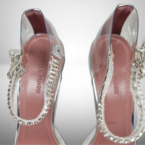 Amina Muaddi Ursina Embellished Transparent Pumps size 38 📌USED - Picture 3 of 7